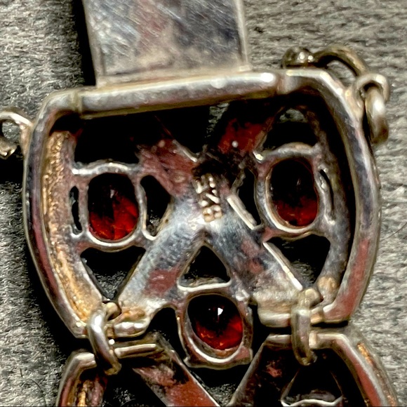 STERLING SILVER 925 GARNET BRACELET - Picture 5 of 7